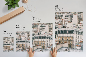 Wall art featuring urban rooftops