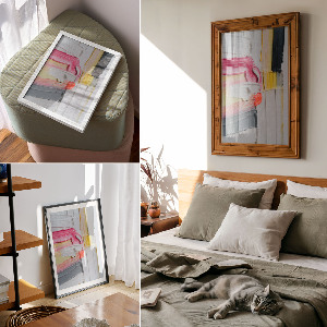 Art print with colorful brush strokes