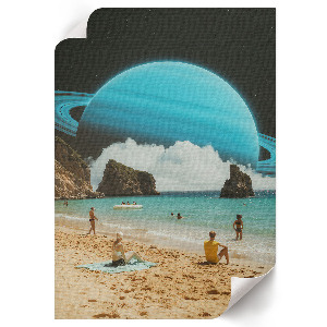 Art print depicting a beach in space