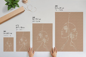 Wall art with linear face illustrations