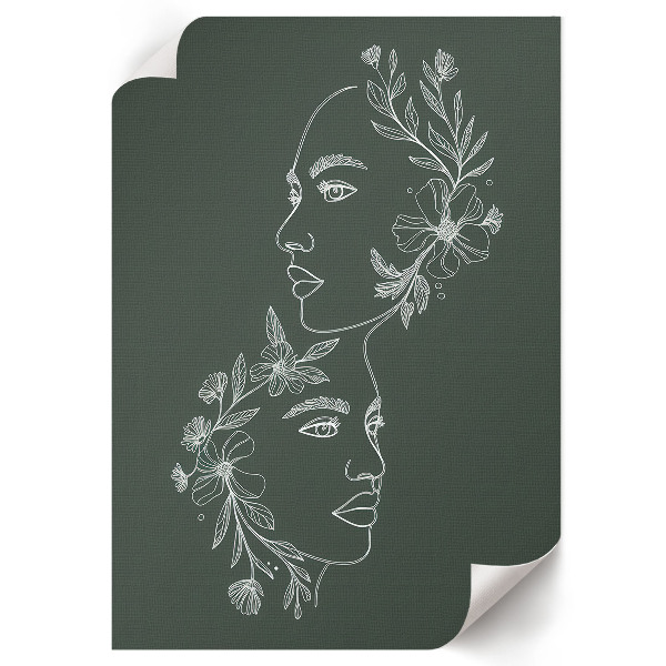 Wall print with floral portrait designs