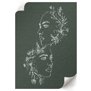 Wall print with floral portrait designs
