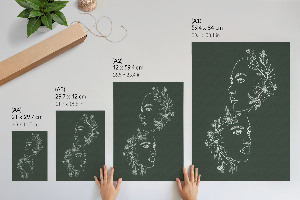 Wall print with floral portrait designs