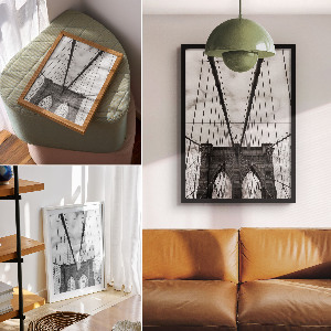 Wall art featuring a rope bridge