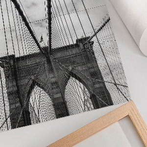 Wall art featuring a rope bridge
