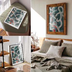 Wall art with colorful brush strokes