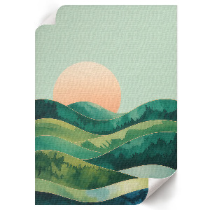 Wall art featuring green hills