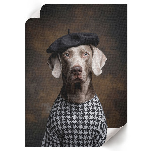 Decorative poster featuring an artistic dog illustration