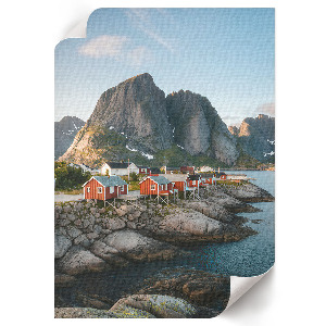 Wall art depicting a mountain settlement