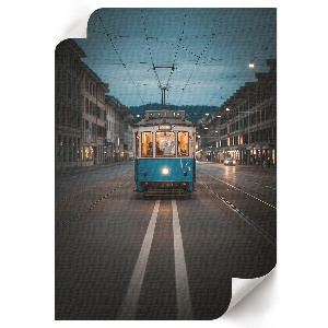 Decorative poster featuring a city tram