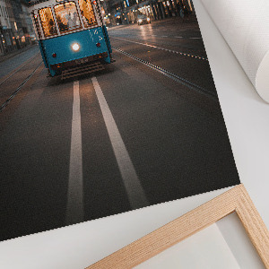 Decorative poster featuring a city tram