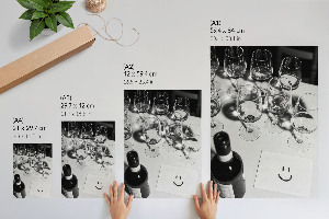 Wall print depicting wine glasses