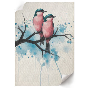 Art print with watercolor birds