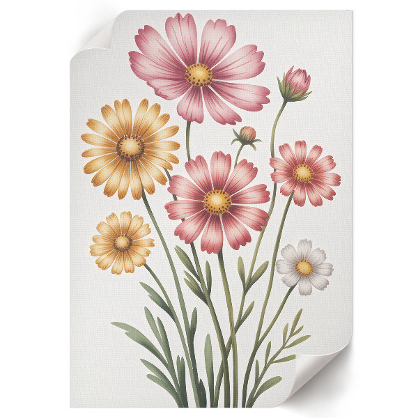 Wall art with colorful flowers