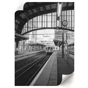 Decorative poster depicting a city station