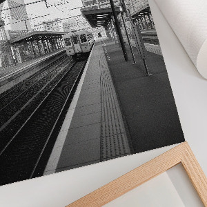 Decorative poster depicting a city station