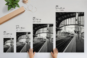 Decorative poster depicting a city station