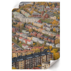 Wall art depicting a picturesque town