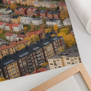 Wall art depicting a picturesque town