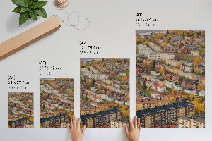 Wall art depicting a picturesque town