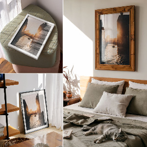 Wall art with a sunset motif