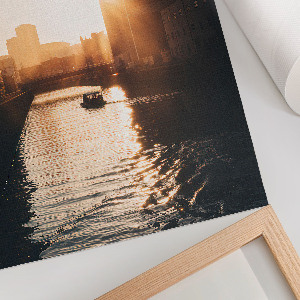 Wall art with a sunset motif