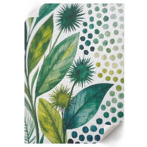 Decorative poster with green leaves motif