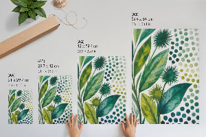 Decorative poster with green leaves motif