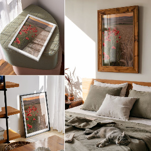 Poster with poppies and grain