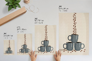 Wall art featuring coffee cups