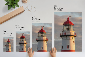 Wall print featuring a lighthouse