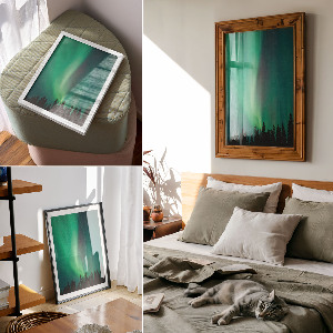 Decorative poster with a Northern Lights motif