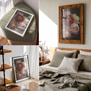 Wall art featuring peony flowers