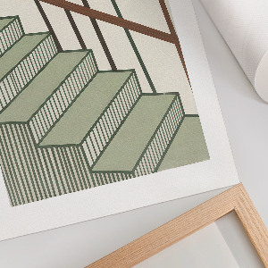 Art print featuring a drawing of stairs
