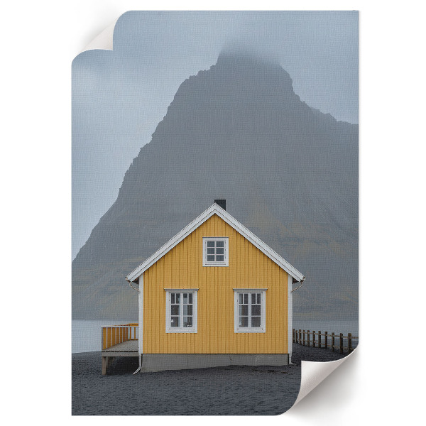 Art print featuring a yellow house