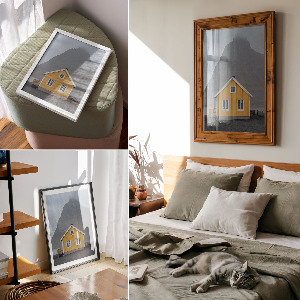 Art print featuring a yellow house