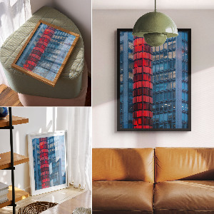 Poster showing a red tower