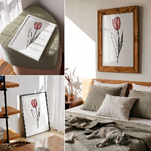 Wall art Pink tulip
