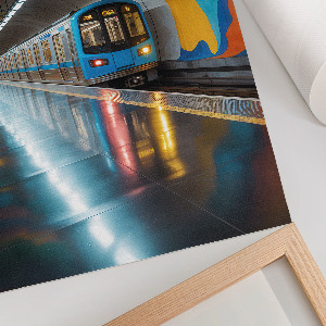Wall art with a metro and rainbow motif