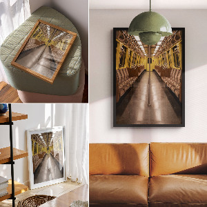 Decorative poster featuring a yellow metro design