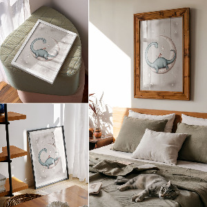 Dinosaur on the Moon wall art