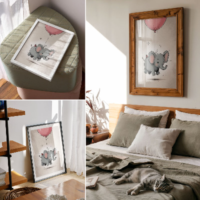 Wall print Elephant with a balloon