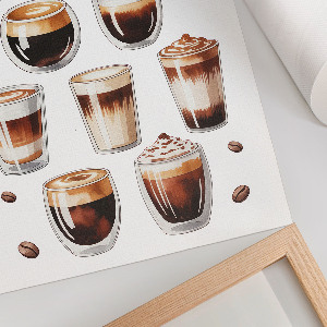 Art print depicting different types of coffee