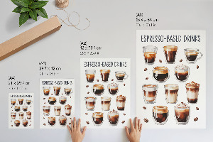 Art print depicting different types of coffee