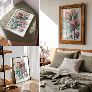 Decorative poster with a flowers illustration