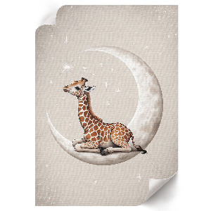 Wall art featuring a giraffe on the moon