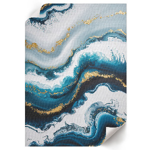Wall print with turquoise wave design