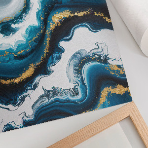Wall print with turquoise wave design