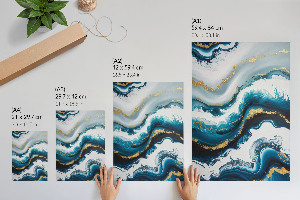 Wall print with turquoise wave design