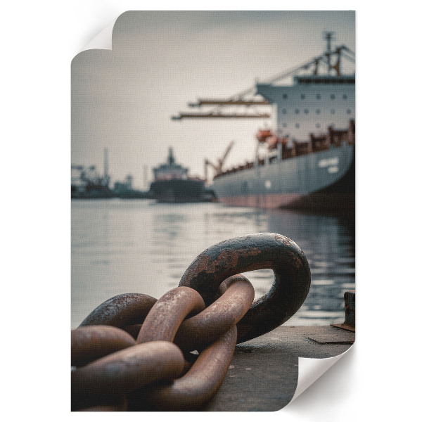 Poster depicting an industrial port